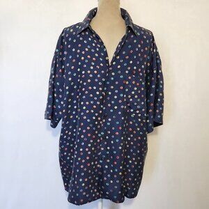Summa Silk Men's Size Large Bubble Print Short Sleeve Button Down Shirt Casual